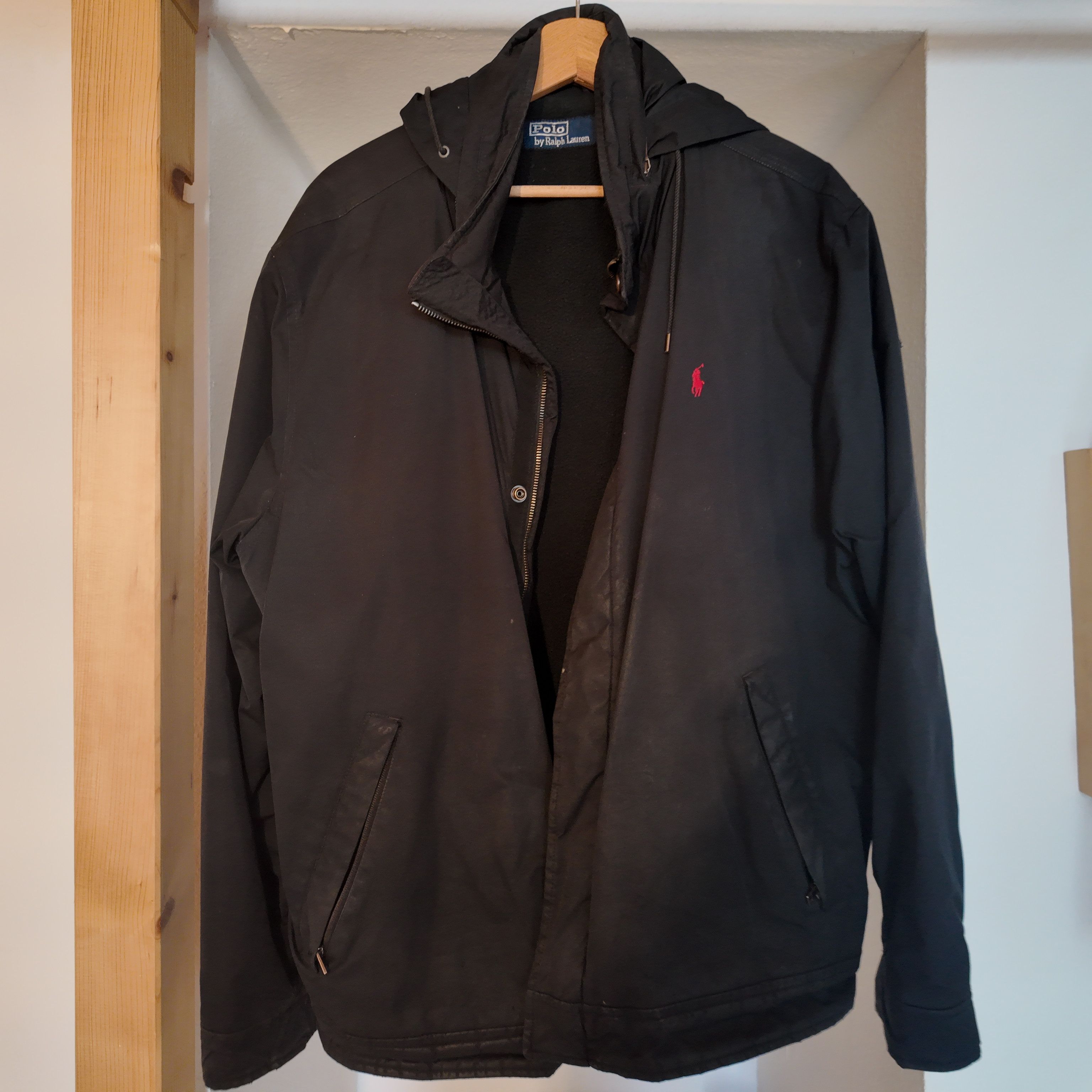 Polo Ralph Lauren Black Hooded Jacket Fleece Lined