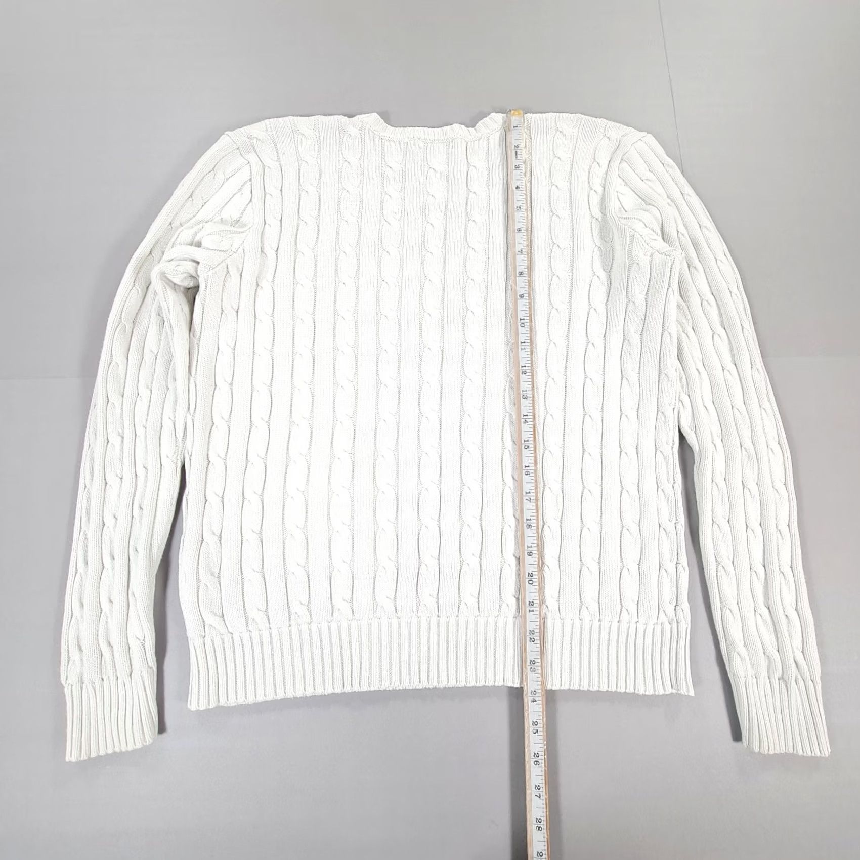 Polo Ralph Lauren Polo Ralph Lauren Jumper Womens XL Cable Knit Cotton Pullover V-Neck White Size XL / US 12-14 / IT 48-50 - 6 Thumbnail
