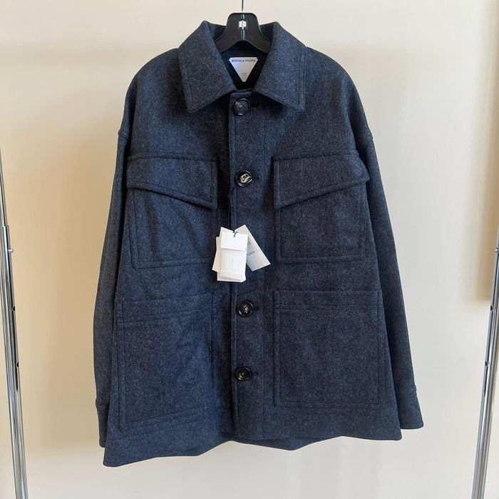 Bottega Veneta Military Wool Felted Coat in Charcoal | Grailed