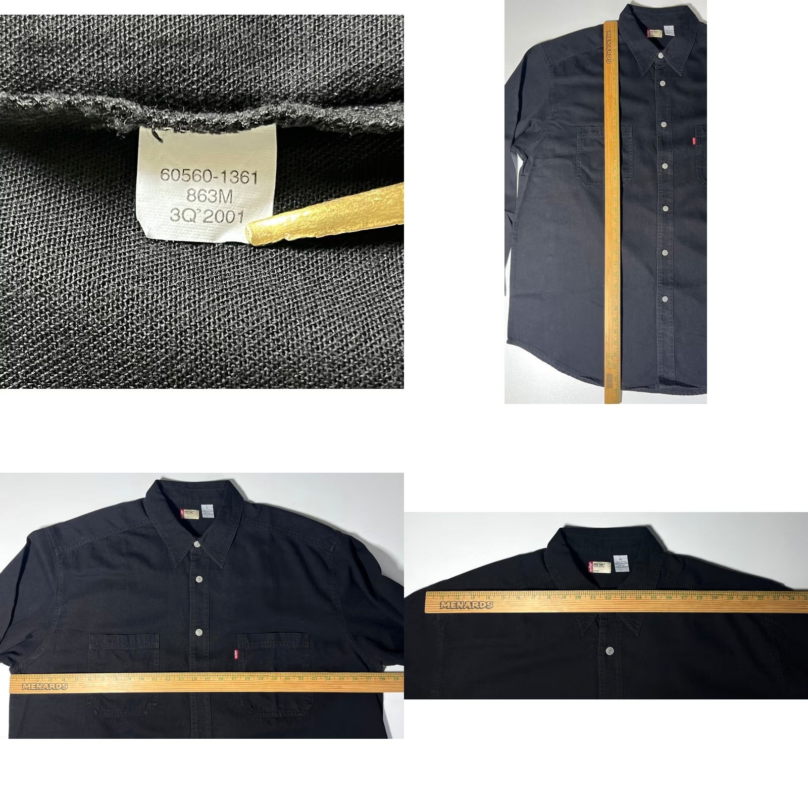 Levi's VINTAGE Levi's Red Tab Button-Up Black Denim Shirt XL Men’s Retro Pockets Size US XL / EU 56 / 4 - 8 Thumbnail