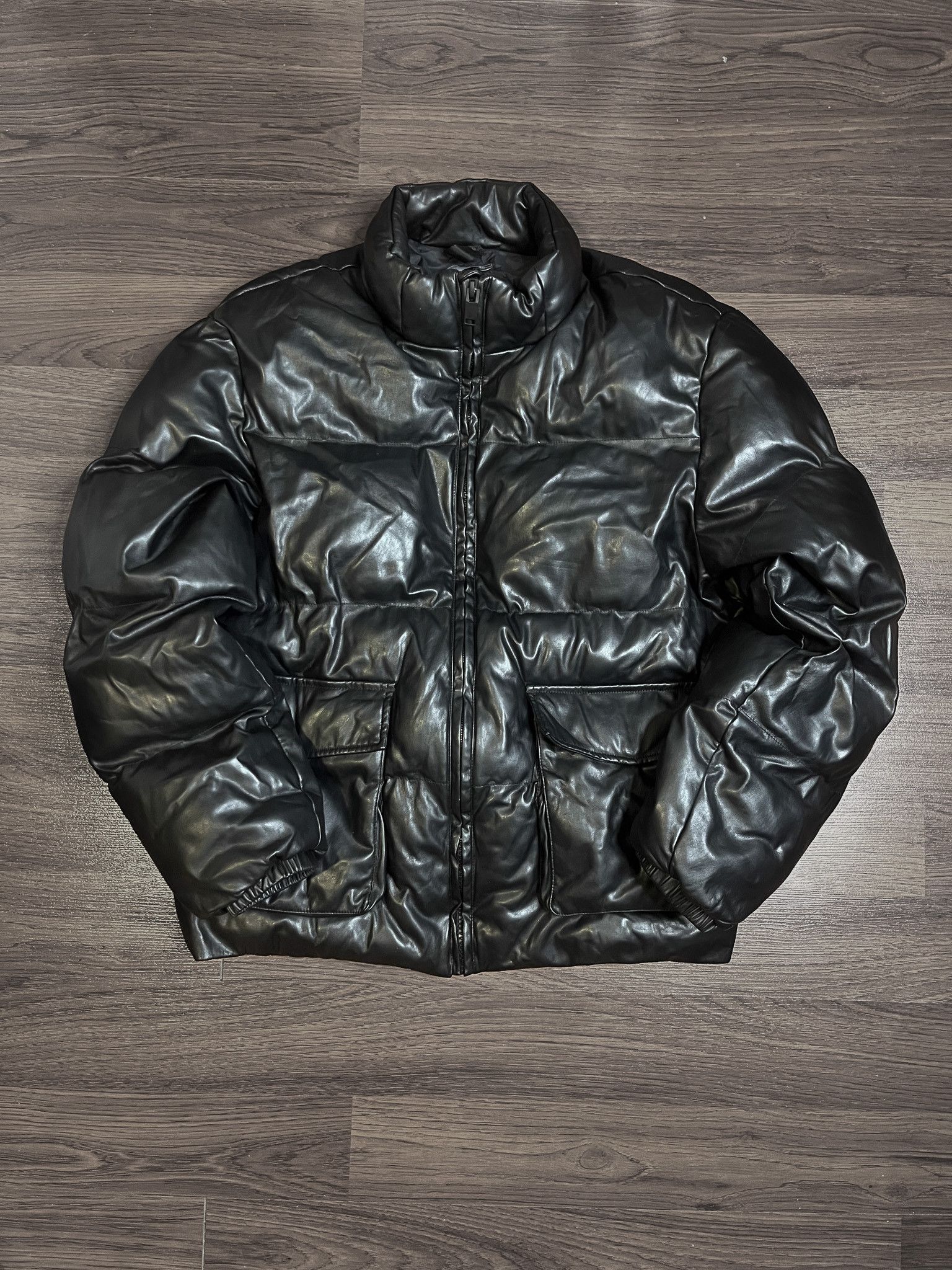 Simons Faux Leather Puffer Jacket Size US M / EU 48-50 / 2 - 1 Thumbnail
