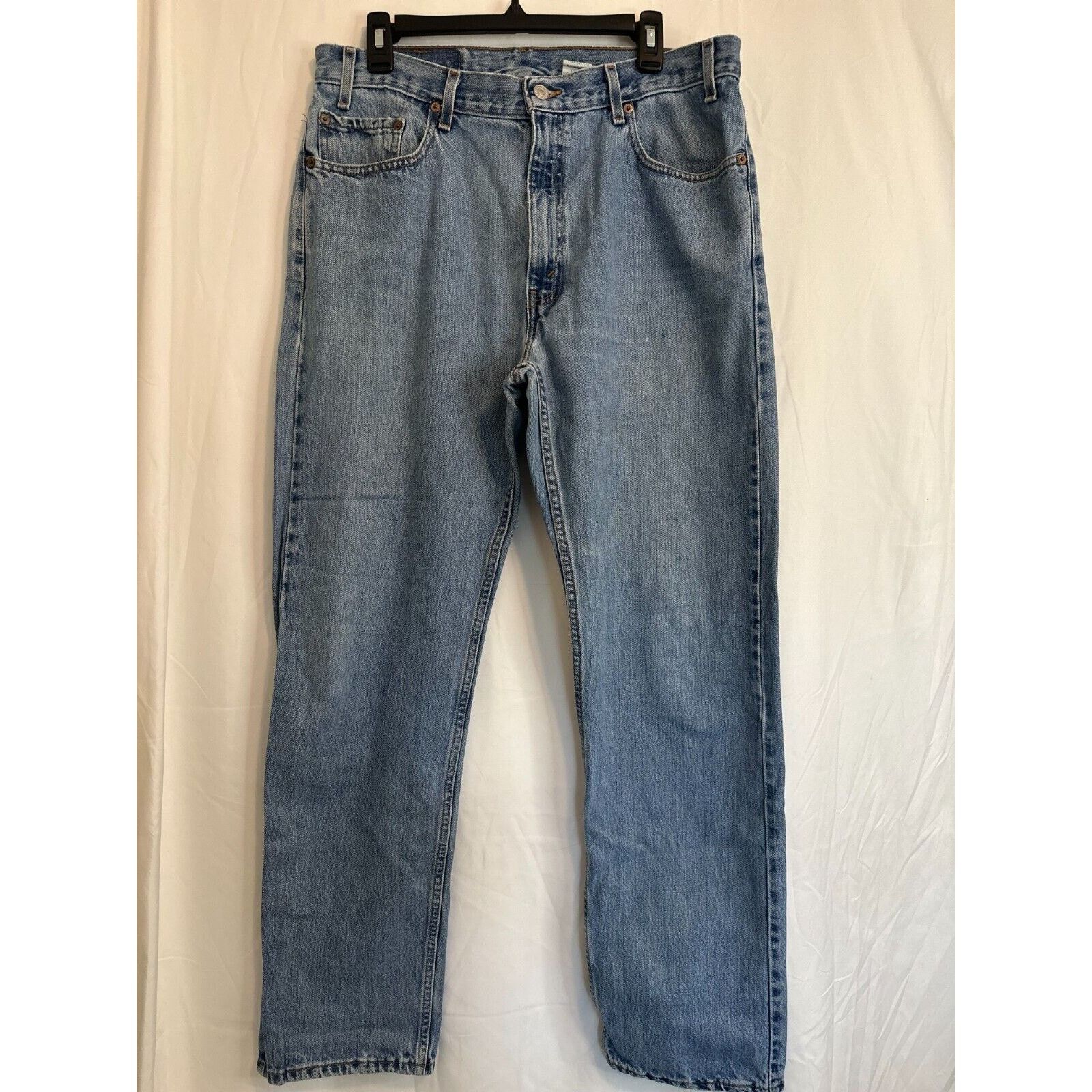 Levi's Levis 505 Straight Leg 36x32 Blue Jeans Mild Distress 90sVTG Size US 36 / EU 52 - 13 Thumbnail
