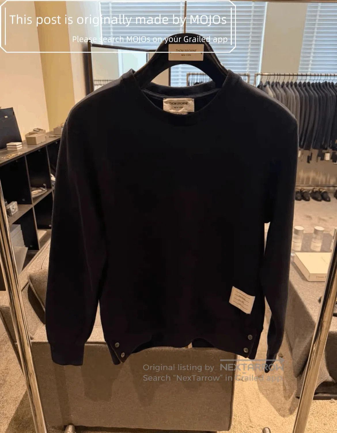 Thom Browne Sz 1 Thom Browne Back Triple Stripe Navy Sweatshirt. Size US S / EU 44-46 / 1 - 1 Thumbnail