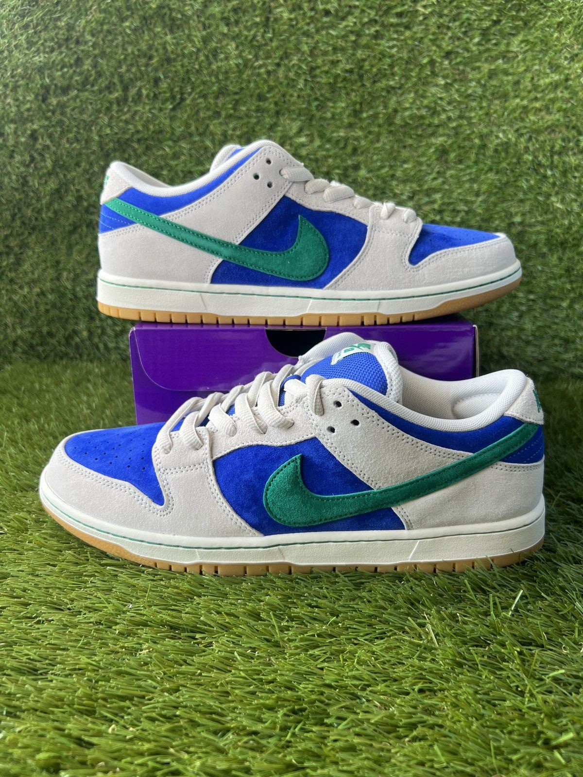 image of Nike Dunk Sb Low Hyper Royal Malachite Shoes in Blue, Men's (Size 11.5)