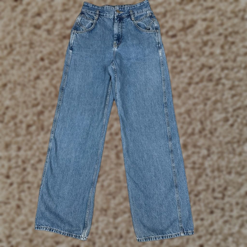 Forever 21 VINTAGE Forever 21 Women's Wide Leg Jeans 25 Blue Denim High Rise Cotton Blend 30 in Inseam Size 42" / US 20 - 1 Thumbnail