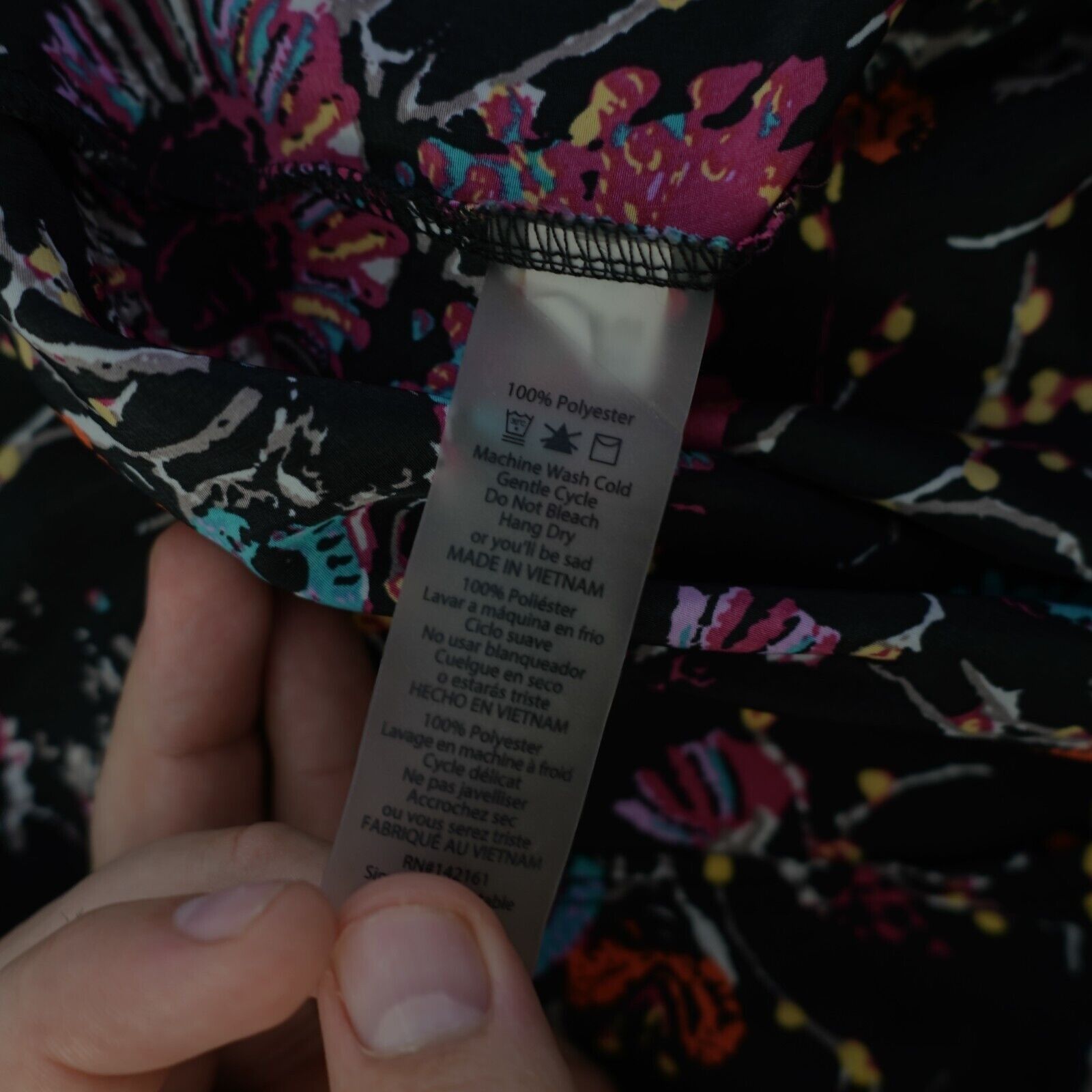 Designer LuLaRoe Small Long Open Blouse / Top Black Teal Pink Floral Size S / US 4 / IT 40 - 4 Thumbnail