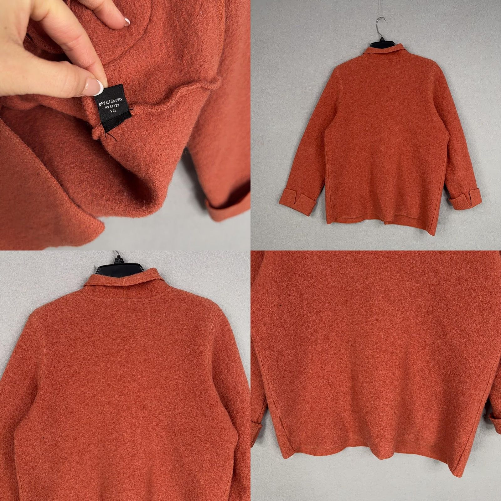 Vintage VINTAGE Josephine Chaus Jacket Womens Medium Rust Boiled Wool Button 90s Orange Wool Coat Size M / US 6-8 / IT 42-44 - 8 Thumbnail