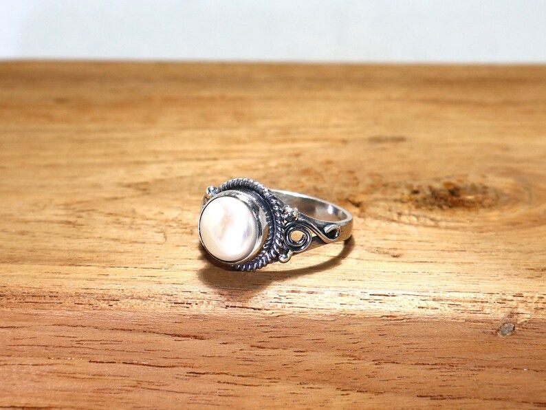 Handmade Pearl Ring, Sterling Silver Promise Ring, Handmade Jewelry Size ONE SIZE - 3 Thumbnail