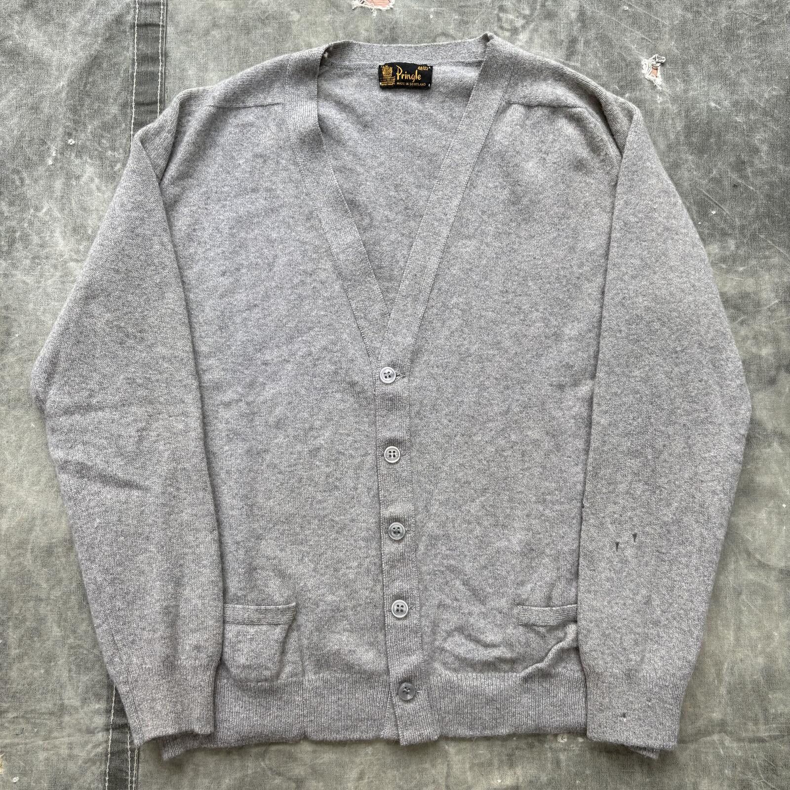 Pringle Of Scotland Vintage 70s Pringle Of Scotland Wool Gray Sweater Cardigan Size US XL / EU 56 / 4 - 1 Thumbnail