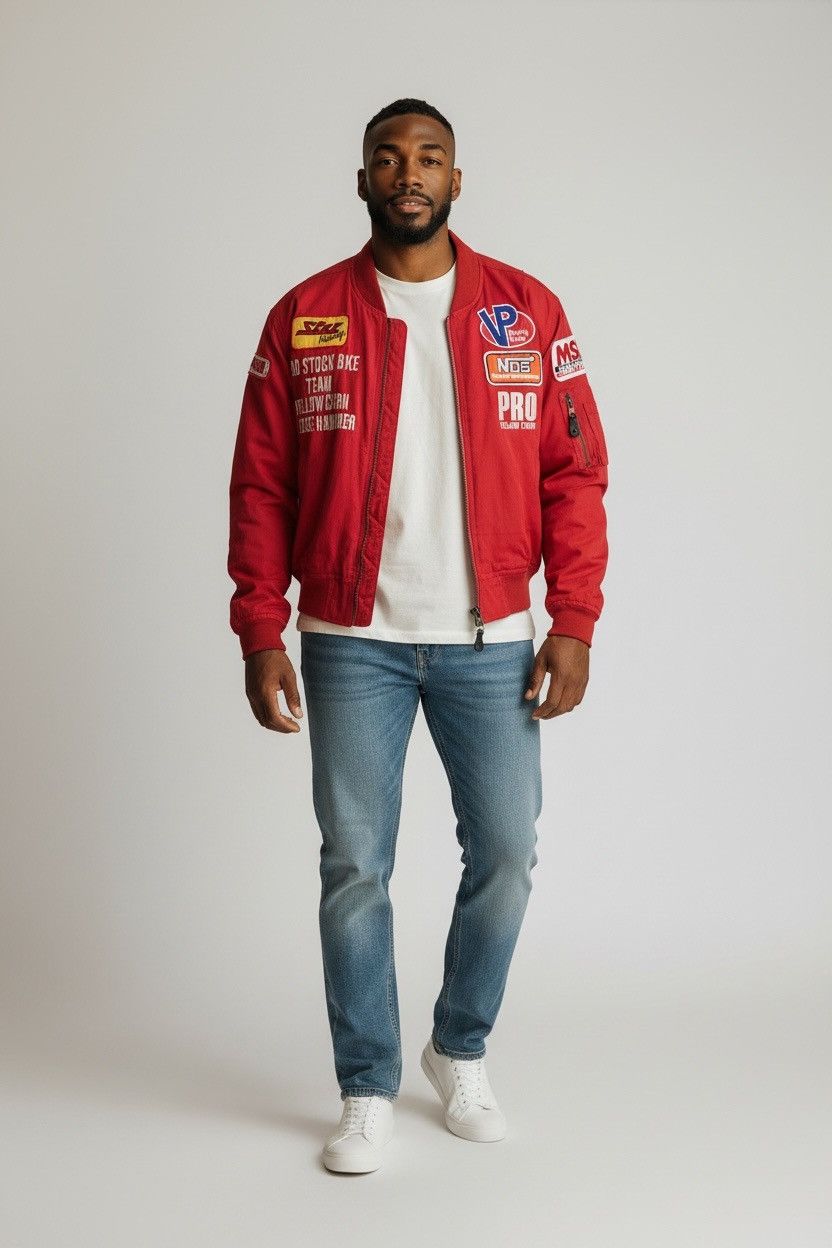 YELLOW CORN 🔥VINTAGE 90'S YELLOW CORN FULL PATCHES RACING BOMBER JACKET Size US L / EU 52-54 / 3 - 1 Thumbnail