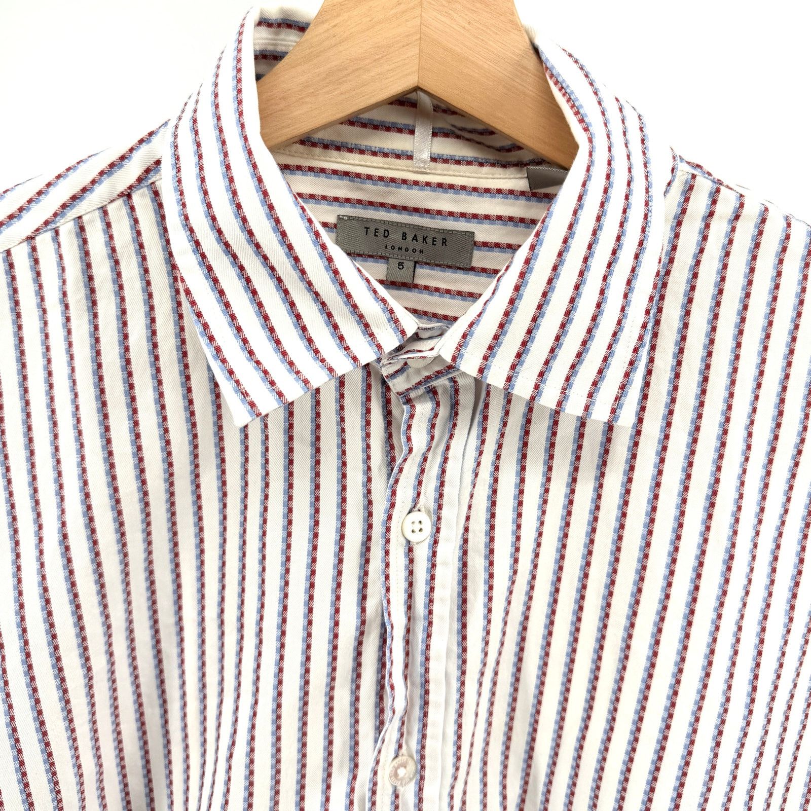 Ted Baker Ted Baker London Blue Red White Striped Tailored Dress Shirt Size US XL / EU 56 / 4 - 2 Thumbnail