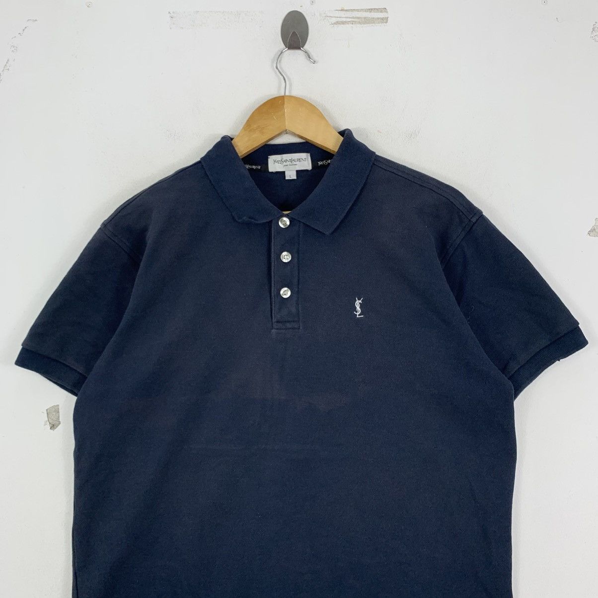 Yves Saint Laurent Vintage YVES SAINT LAURENT Ysl Pour Homme Polo Tshirt Size US L / EU 52-54 / 3 - 3 Thumbnail