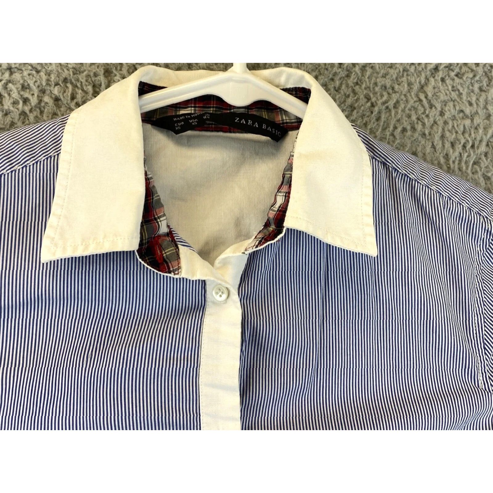 Zara ZARA Blouse Shirt Women Long Sleeve Button Front Collared Striped Sheer White XS Regular Size XS Women's Blouse Size XS / US 0-2 / IT 36-38 - 5 Thumbnail