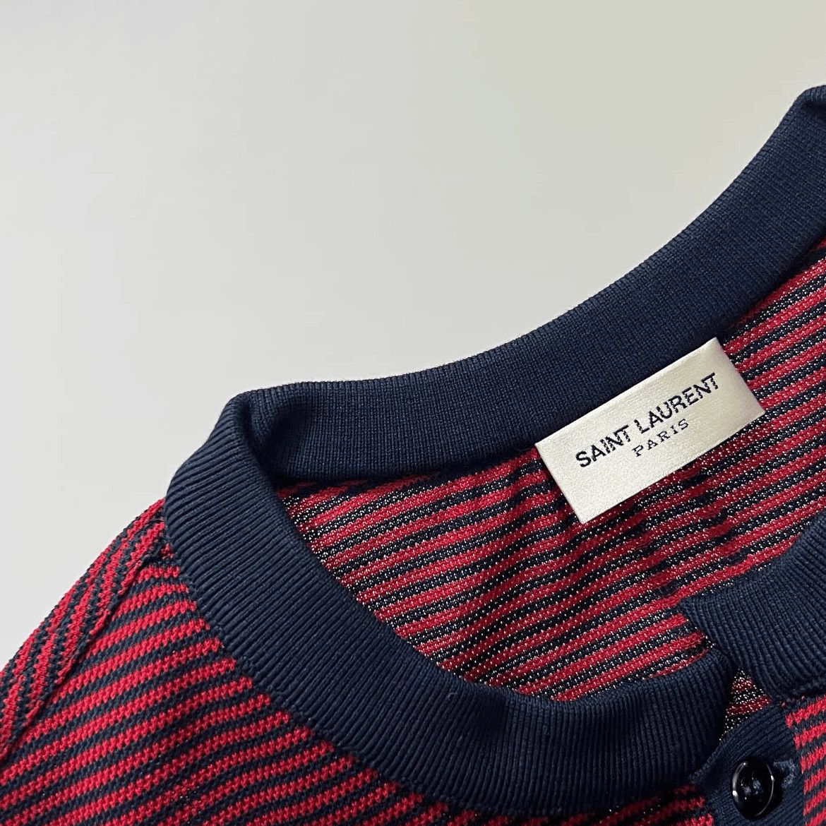 Saint Laurent Paris Saint Laurent Paris Henry Neck Stripe Tee-2508 Size US S / EU 44-46 / 1 - 5 Thumbnail