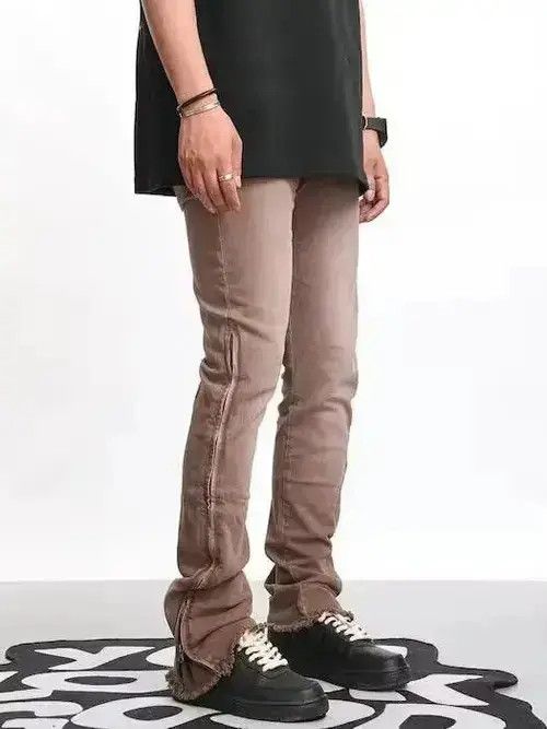Japanese Brand × Jean faded utility zipper flared punk jeans Size US 28 / EU 44 - 2 Thumbnail