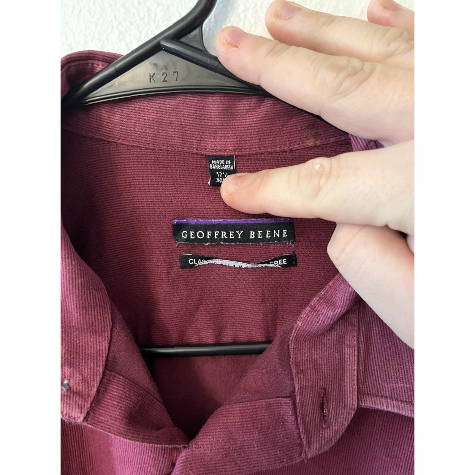 Geoffrey Beene Geoffrey Beene Mens Shirt 17.5 Maroon Button-Down Long Sleeve Cotton Polyester No Iron Classic Casual Shirt Mens Rely on search keywords Size US XL / EU 56 / 4 - 2 Thumbnail