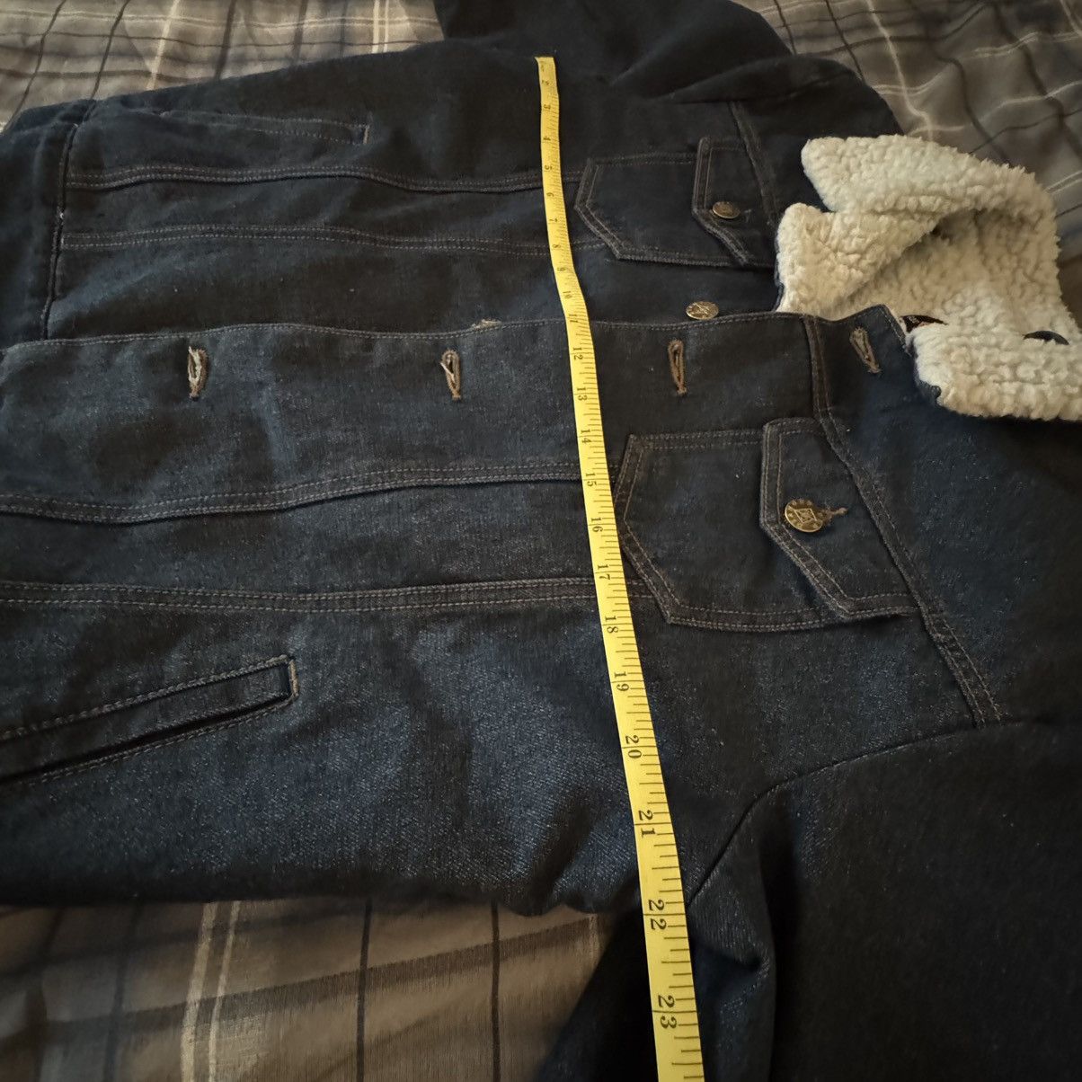 Other Dark Blue Denim Jean jacket with Sherpa fur collar & lining Size XXL / US 16-18 / IT 52-54 - 2 Thumbnail