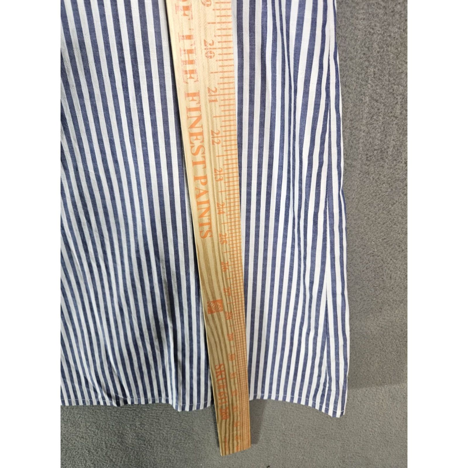 Vintage Do + Be Mini Dress Womens Small Blue Pinstripe Off The Shoulders Shift Half Slee Size S / US 4 / IT 40 - 3 Thumbnail