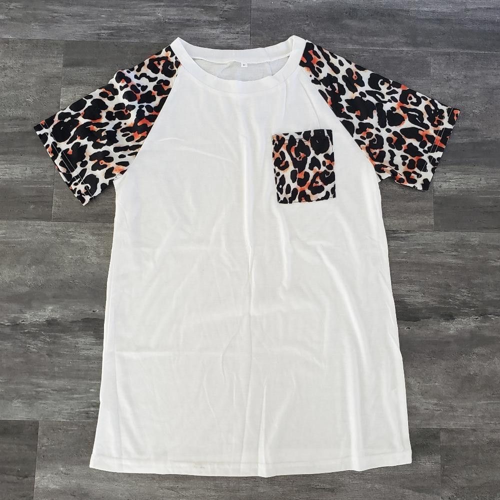 Designer White Jaguar Detailed Pocket Short Sleeve Size M / US 6-8 / IT 42-44 - 1 Thumbnail