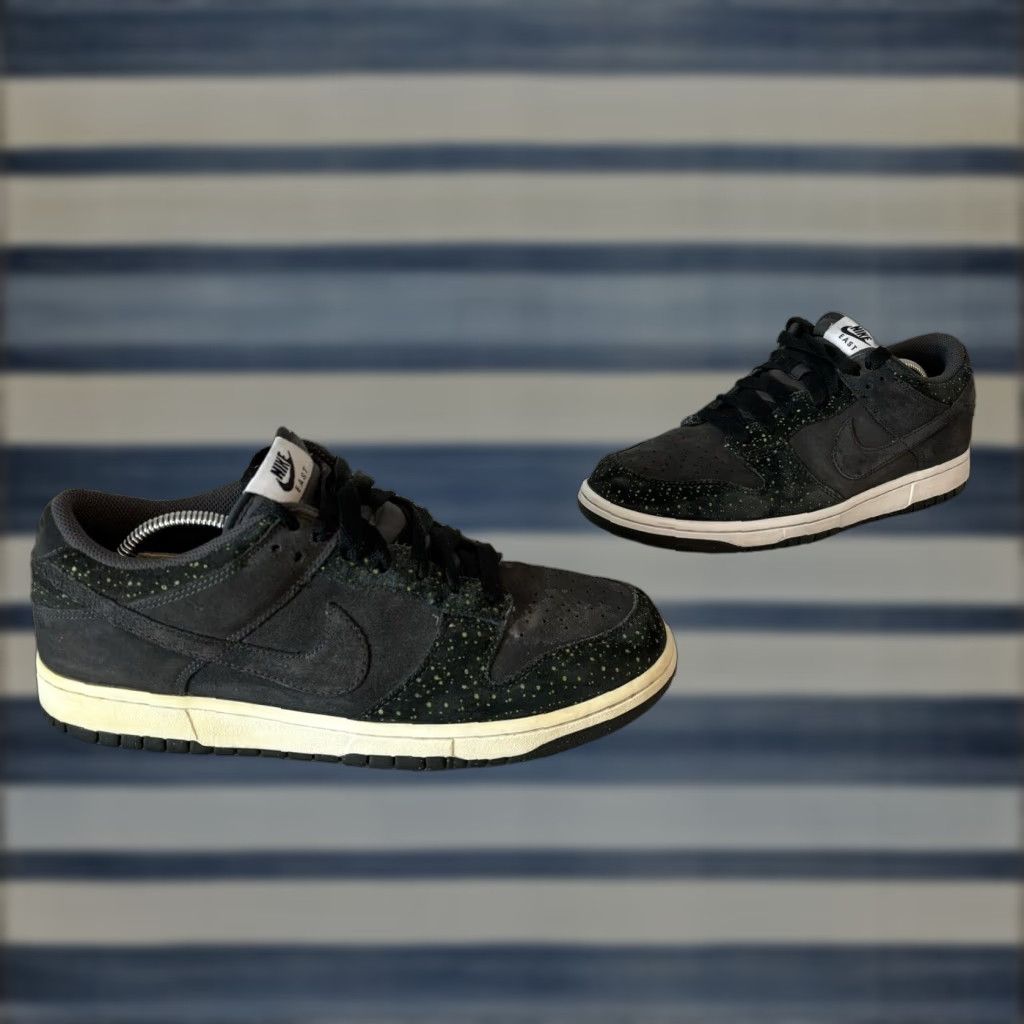 Nike Dunk Low Shoes Men 9.5 Black Speckled Leather Suede 304714 992 Sneaker Low Top