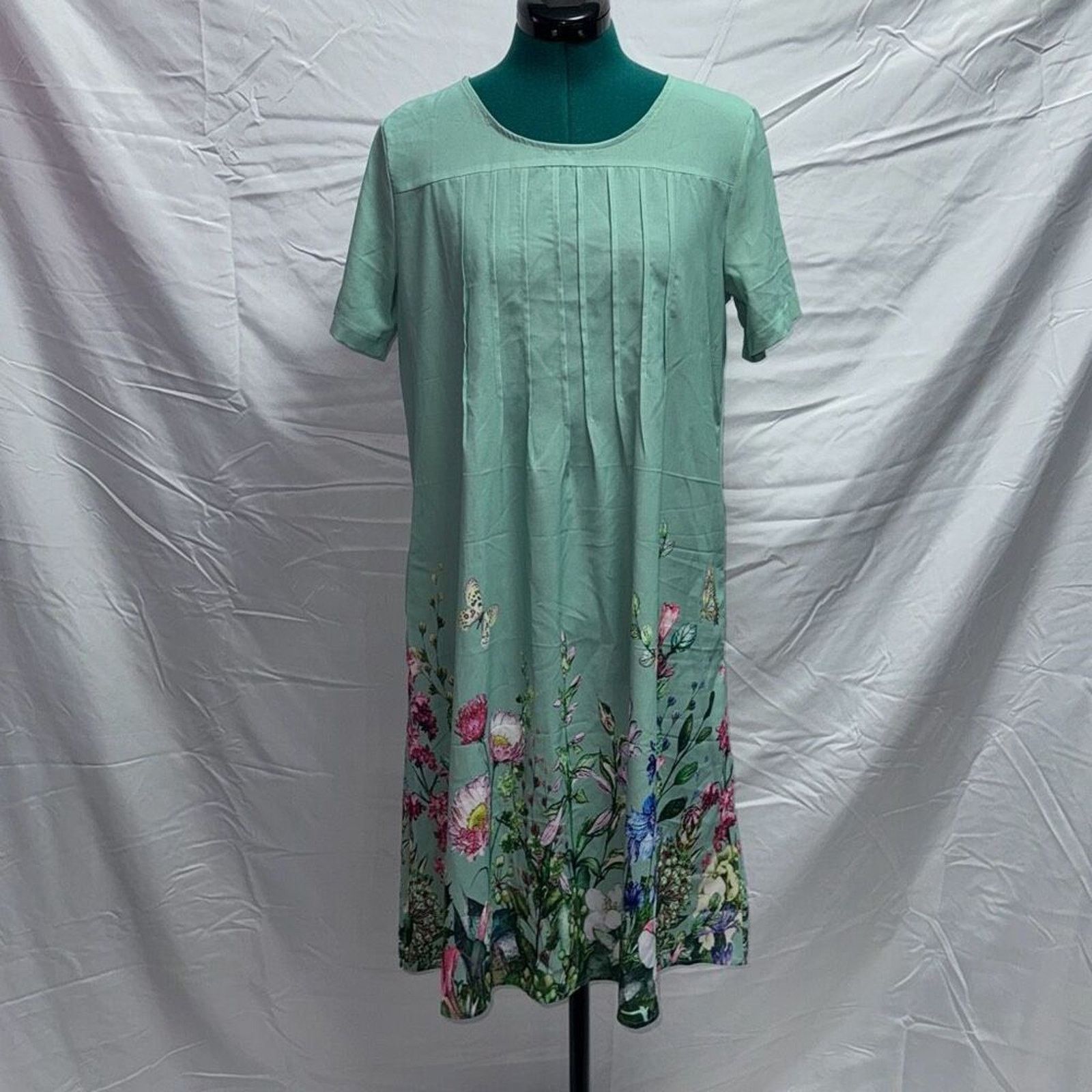 Other Teal Shift Dress with Floral Pattern Trim | Sz M Size M / US 6-8 / IT 42-44 - 2 Thumbnail