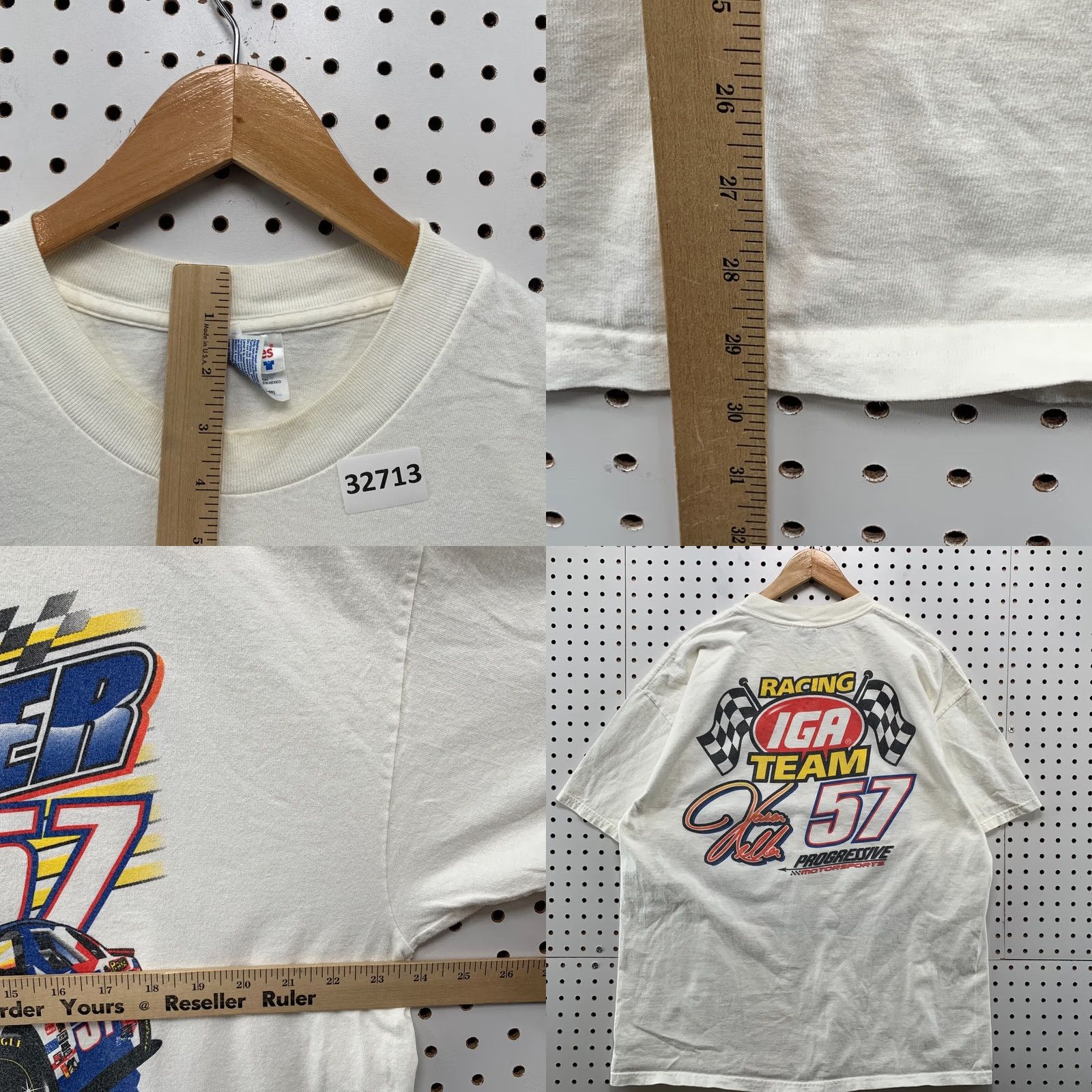 Hanes VINTAGE Jason Keller IGA SHirt WHite Mens XL Car Racing Distressed 24x29.5 Size US XL / EU 56 / 4 - 10 Thumbnail