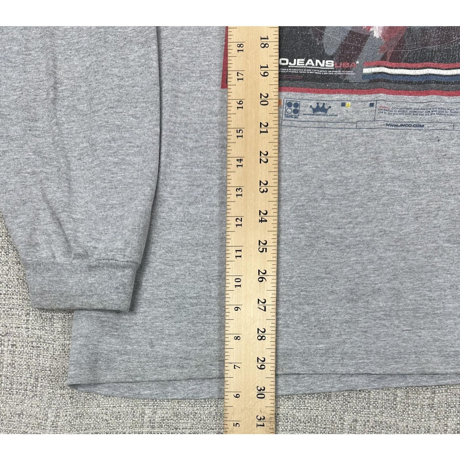 JNCO JNCO Jeans Shirt Sz XL Gray Long Sleeve USA Flag Sleeve USA Size US XL / EU 56 / 4 - 3 Thumbnail