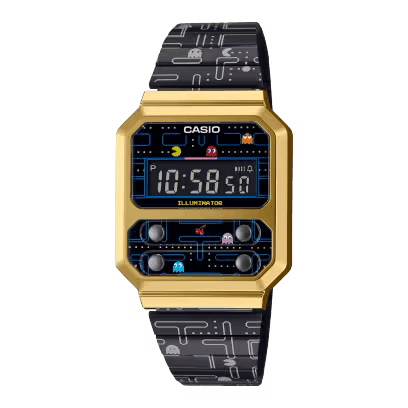 image of Casio Vintage X Pac-Man A100Wepc-1B in Gold, Men's