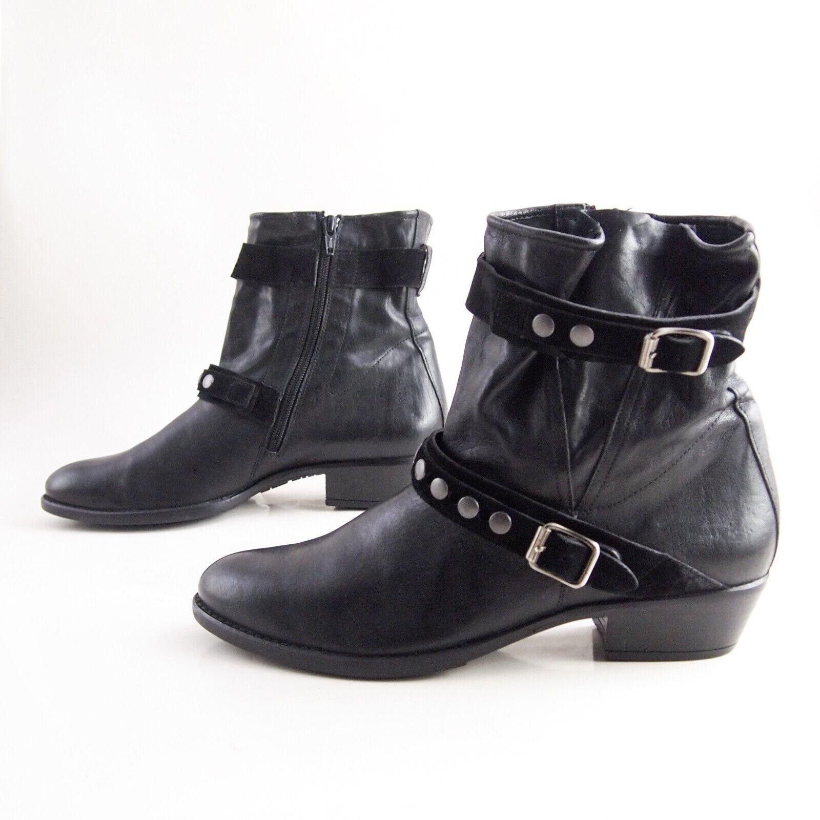 Designer Paul Green Biker Boots Black Leather Studded US 9 EU 39.5 Size US 9 / IT 39 - 2 Thumbnail