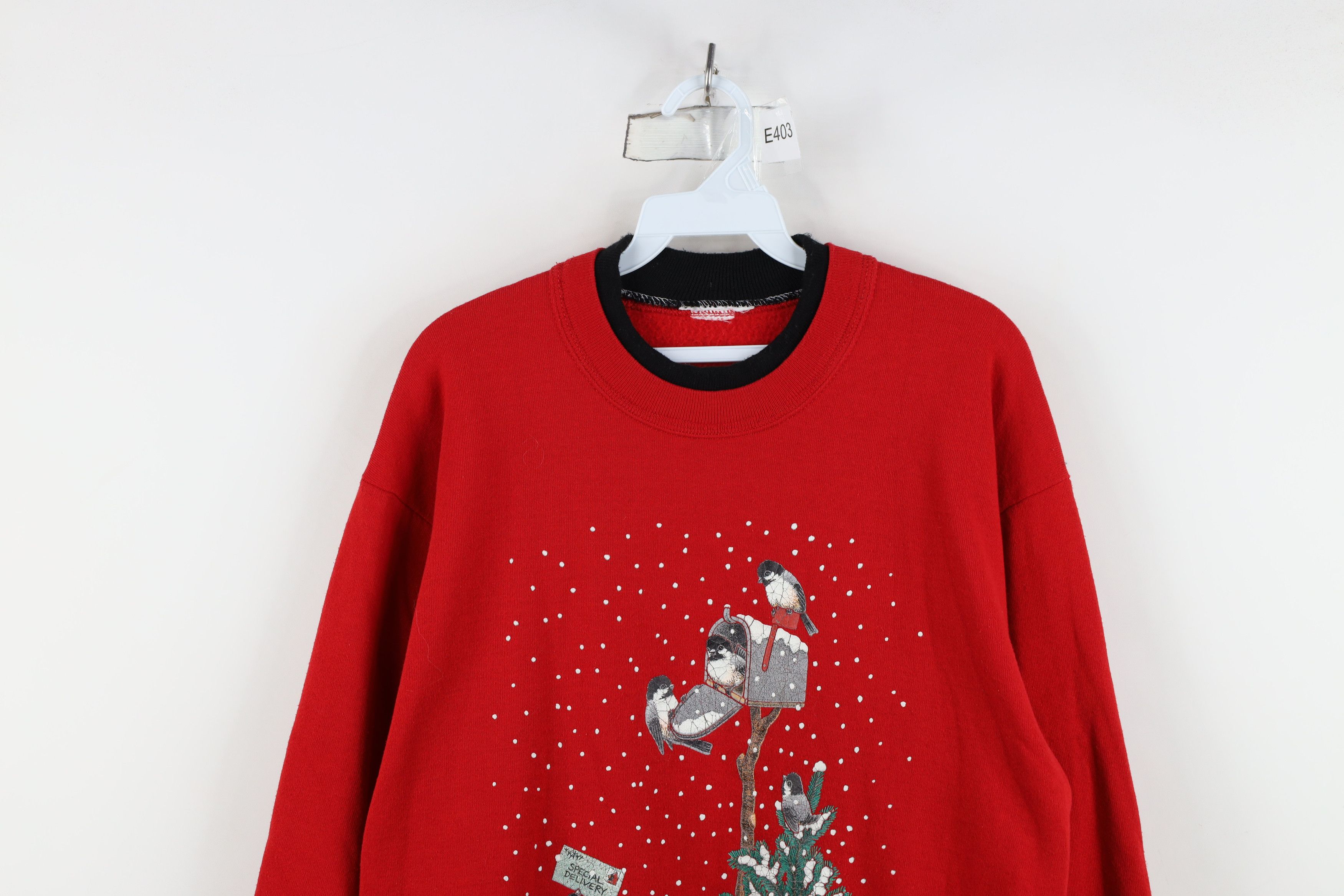 Vintage Vintage 90s Streetwear Winter Snow Birds Sweatshirt Red USA Size M / US 6-8 / IT 42-44 - 2 Thumbnail