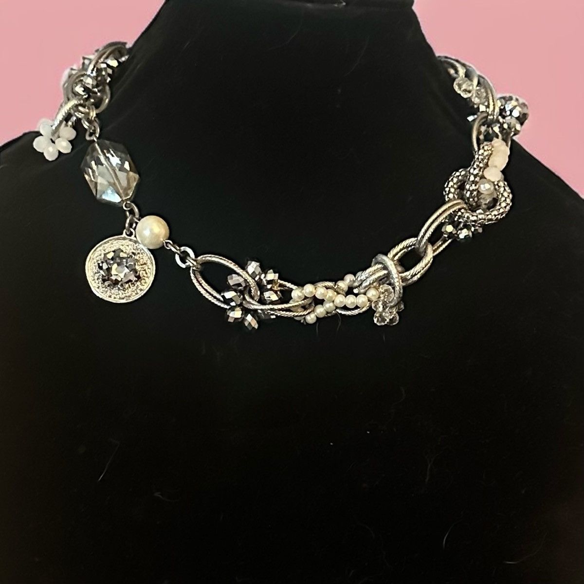 Other Vintage chunky embellished silver tone link necklace Size ONE SIZE - 1 Thumbnail