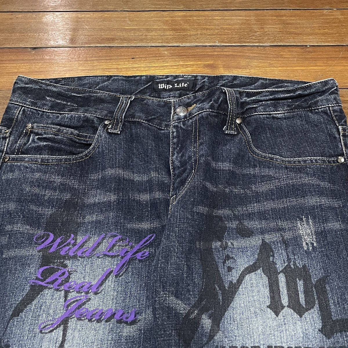 14th Addiction Rare Design Vintage Brand Wild Life Naked Girl Jeans 1990s Size US 35 - 3 Thumbnail