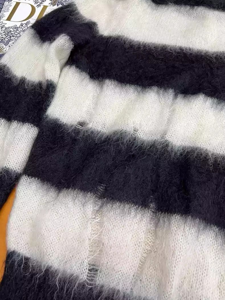 Saint Laurent Paris Saint Laurent Paris Mohair black and white striped sweater- Size US M / EU 48-50 / 2 - 3 Thumbnail