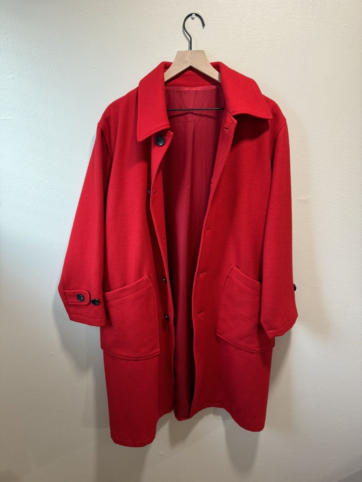 Issey Miyake iS Wool Full Length Coat Red Size US M / EU 48-50 / 2 - 1 Thumbnail