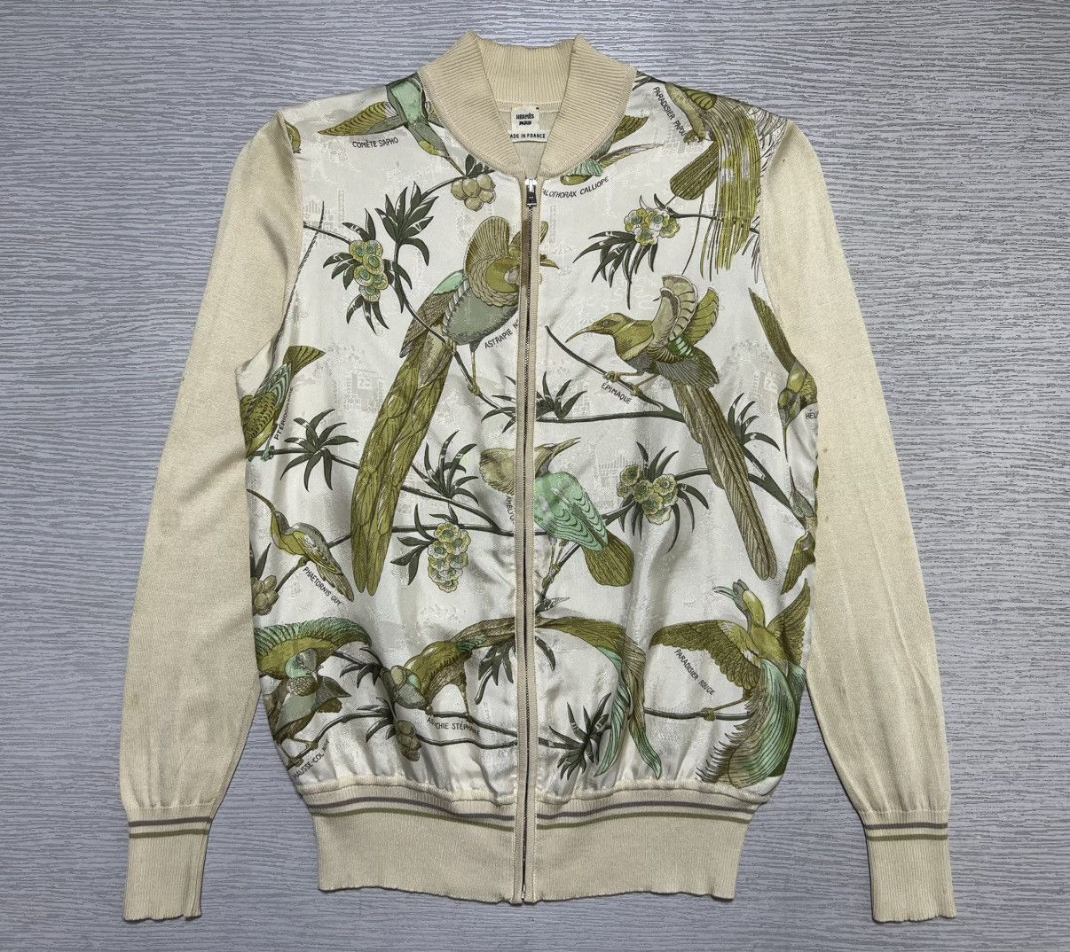 Hermes Hermes - Birds Print Silk Zipped Cardigan Bomber Jacket Size S / US 4 / IT 40 - 1 Thumbnail