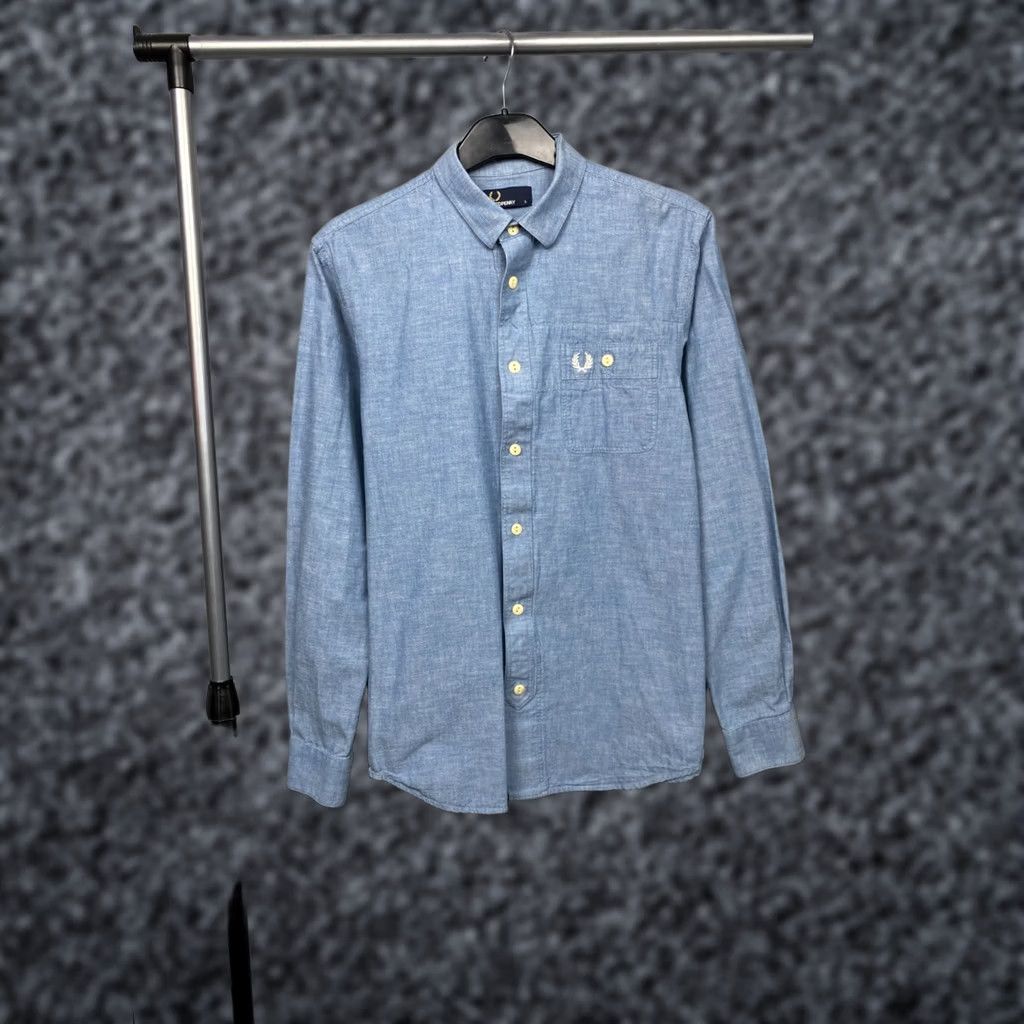 Fred Perry Fred Perry Mens Shirt Long Sleeve Button-Up Blue Cotton Size S Regular Adult Mens Size US S / EU 44-46 / 1 - 1 Thumbnail