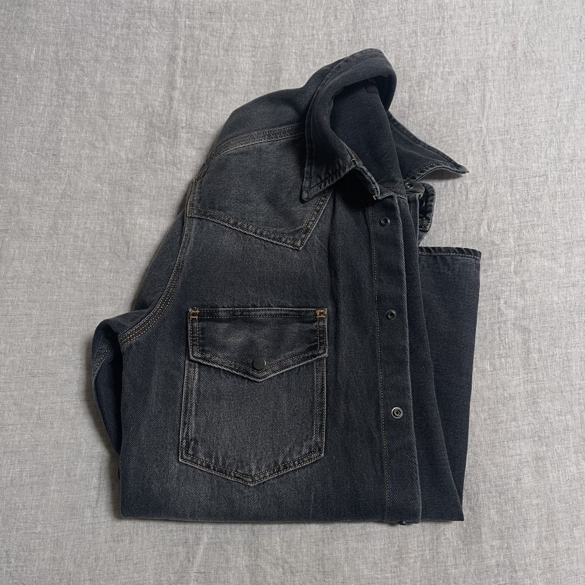 Hugo Boss BOSS Black Faded Denim Shirt | Western Washed Black | Grey Size US S / EU 44-46 / 1 - 9 Thumbnail