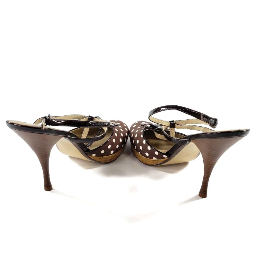 Vintage VINTAGE Linea Paolo Womens T Strap Sandal Brown Polka Dot High Heel Ankle Strap Size 10 M Size US 10 / IT 40 - 6 Thumbnail