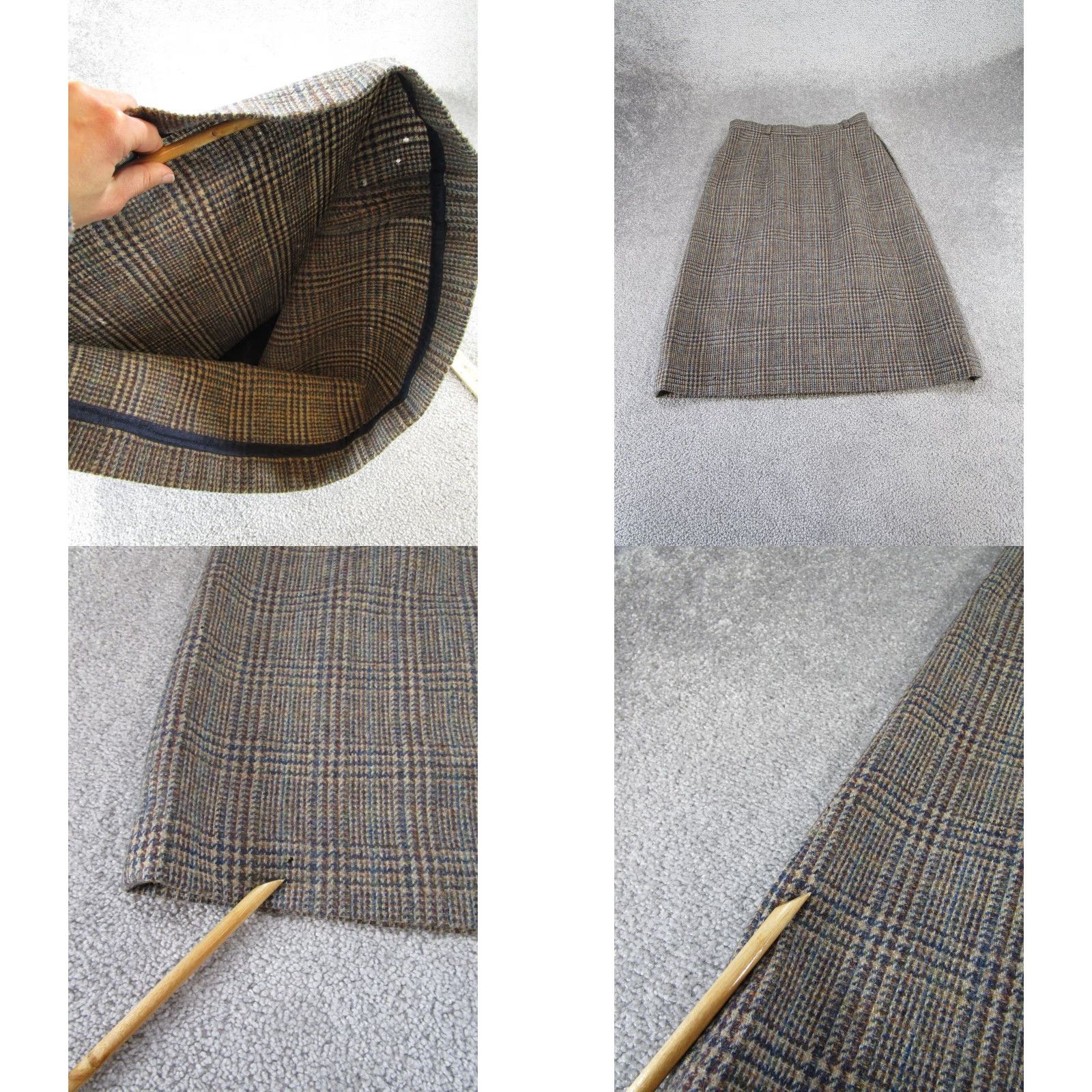Brooks VINTAGE David Brooks Wool Check Midi Skirt Womens Size 8 Brown A-Line Casual Size 30" / US 8 / IT 44 - 8 Thumbnail