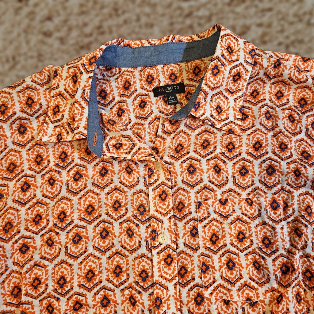 Talbots Talbots Shirt Women 14W Orange Button Long Sleeve Lightweight Casual Career Size XL / US 12-14 / IT 48-50 - 1 Thumbnail