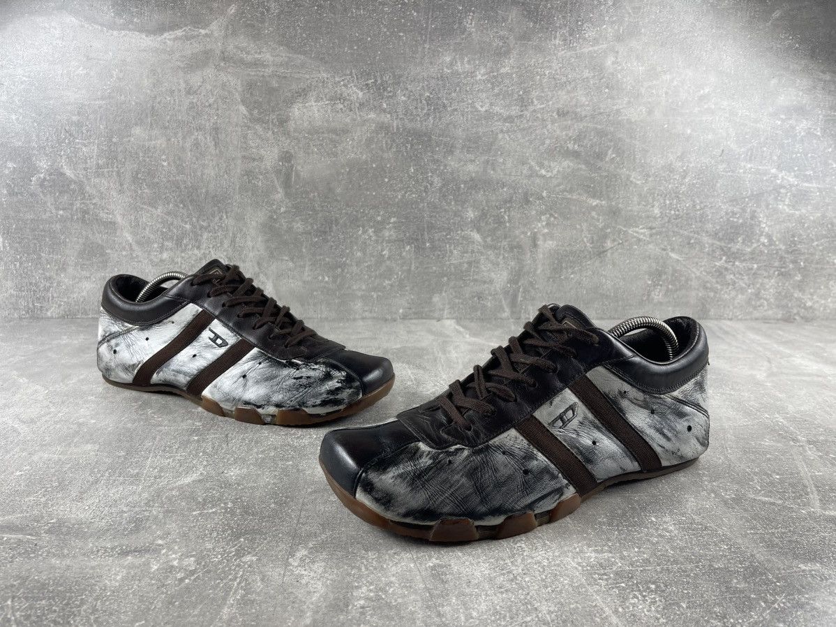 Diesel Diesel Vintage 00s Distressed Leather Sneakers White Brown Size US 11 / EU 44 - 4 Thumbnail