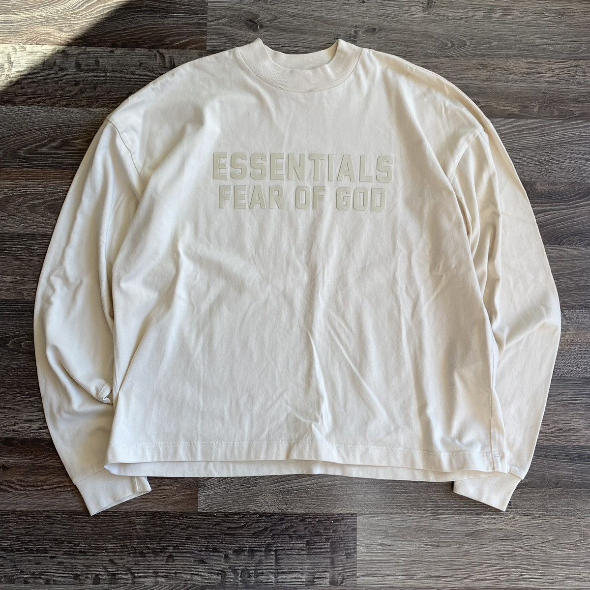 image of Essentials Long Sleeve Shirt in Offwhite, Men's (Size Small)