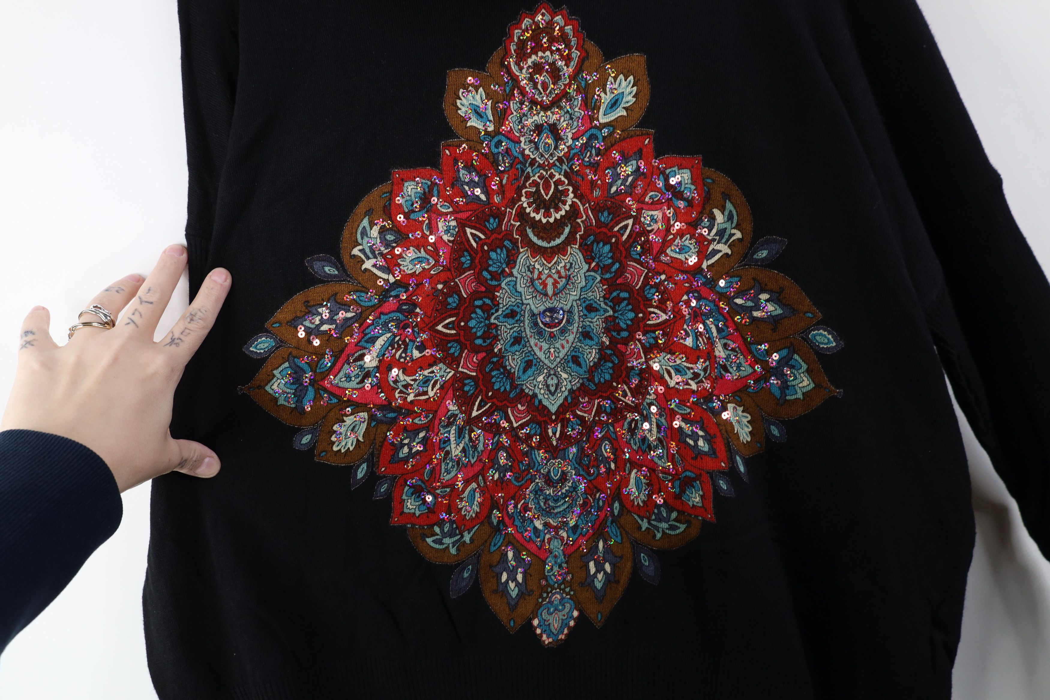 Desigual Vintage Y2K Desigual Flower of Life Knit Turtleneck Sweater Size M / US 6-8 / IT 42-44 - 4 Thumbnail
