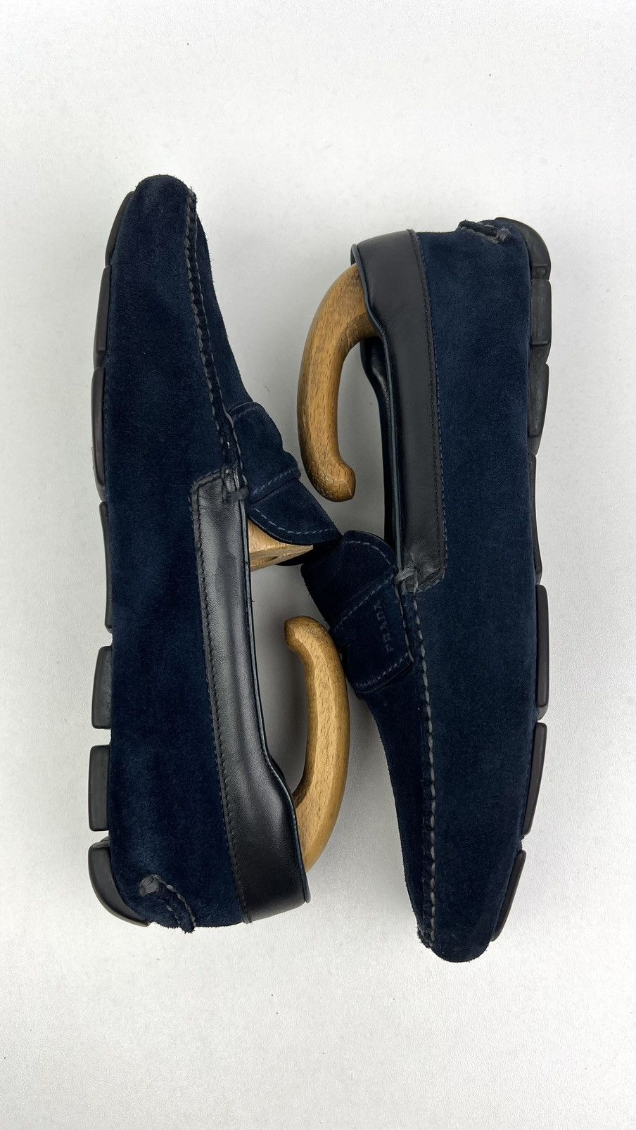 Prada PRADA Loafers Suede Penny Shoes Logo Dark Blue Men’s 2DD116 Size US 8 / EU 41 - 10 Thumbnail