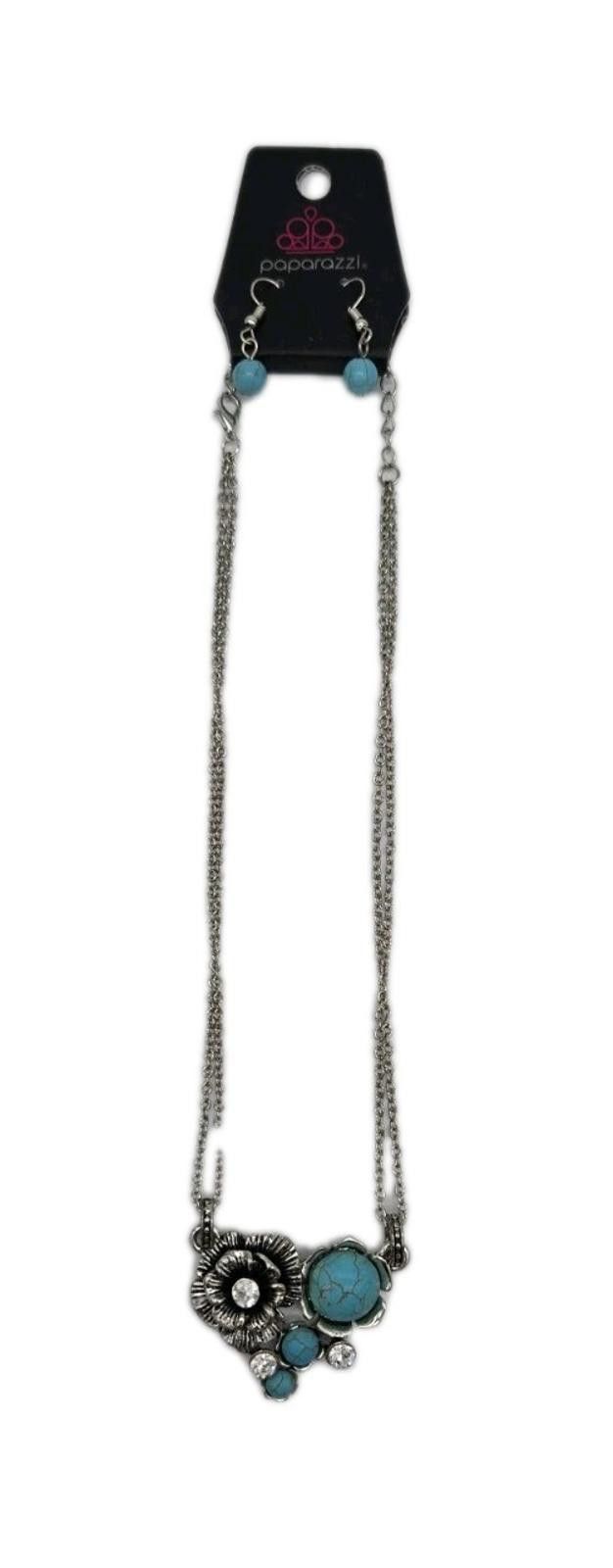 Unknown London Paparazzi Necklace & Earring Set NWT Silver Tone Torquoise F Size ONE SIZE - 1 Thumbnail