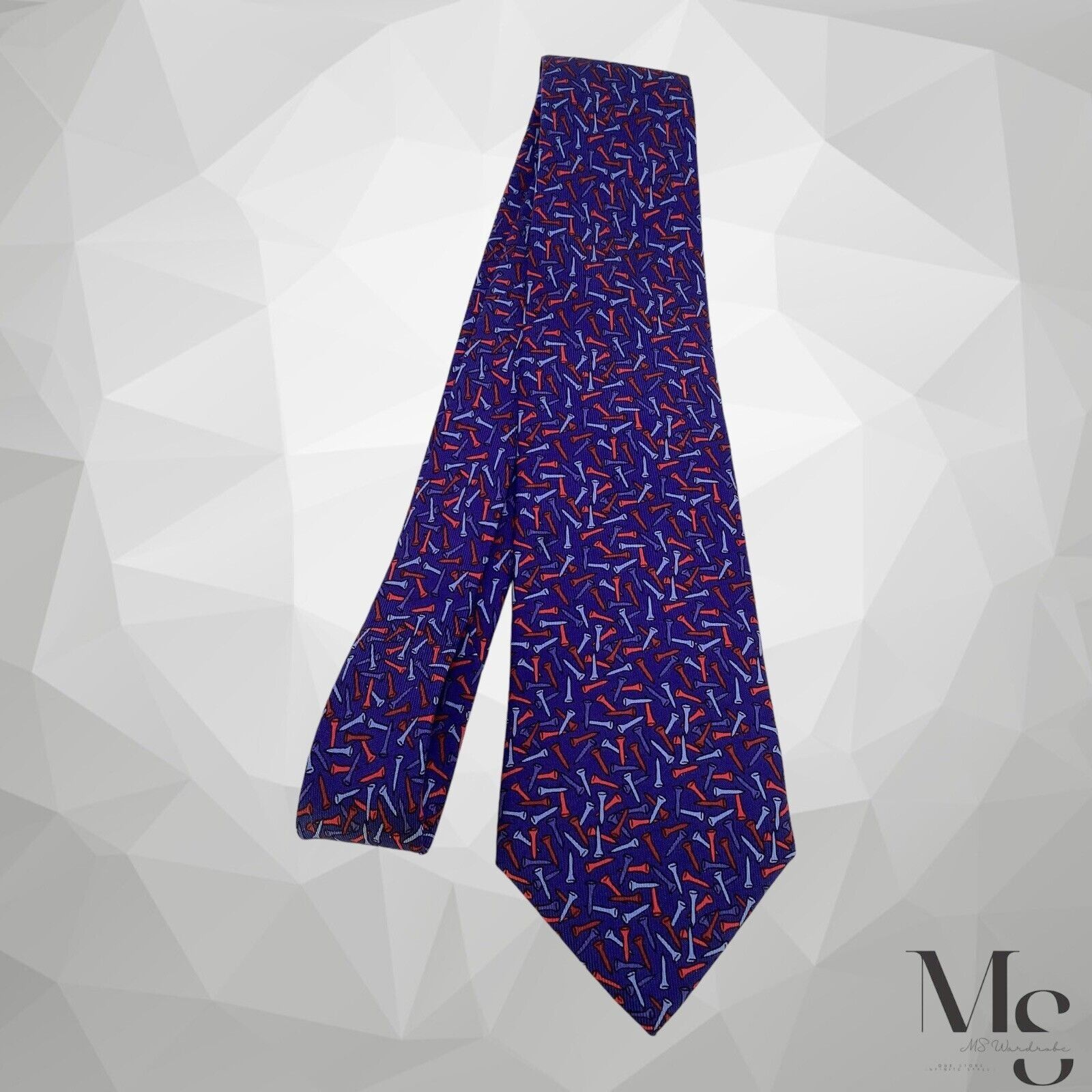 Turnbull & Asser TURNBULL & ASSER Blue Nails Print Silk Tie Made In England W Size ONE SIZE - 6 Thumbnail