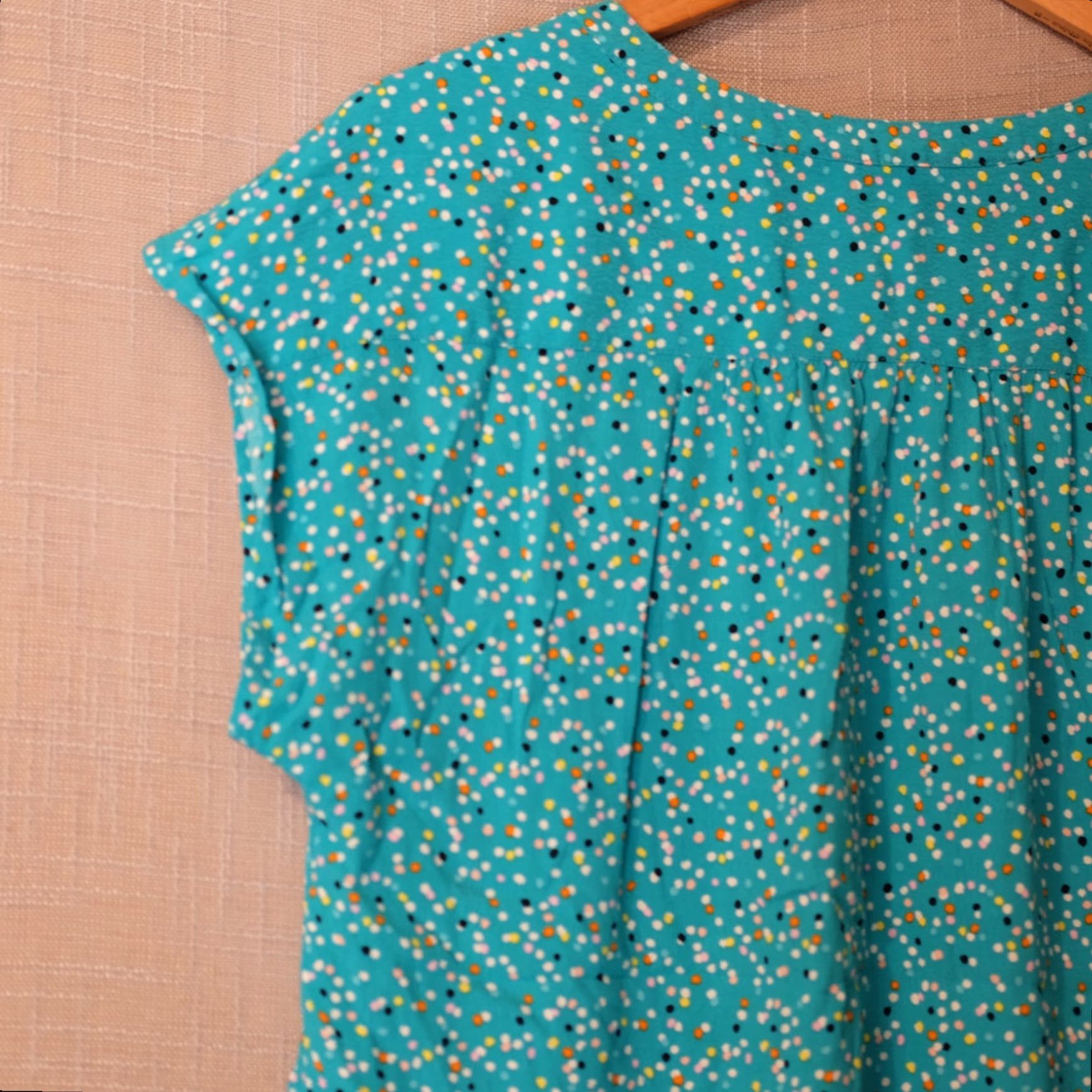 Vintage Nwot! Style & Co Short Sleeve Pullover Polka Dots Top Green Womens L Blouse Wear Casual Workwear 90s? Size L / US 10 / IT 46 - 6 Thumbnail