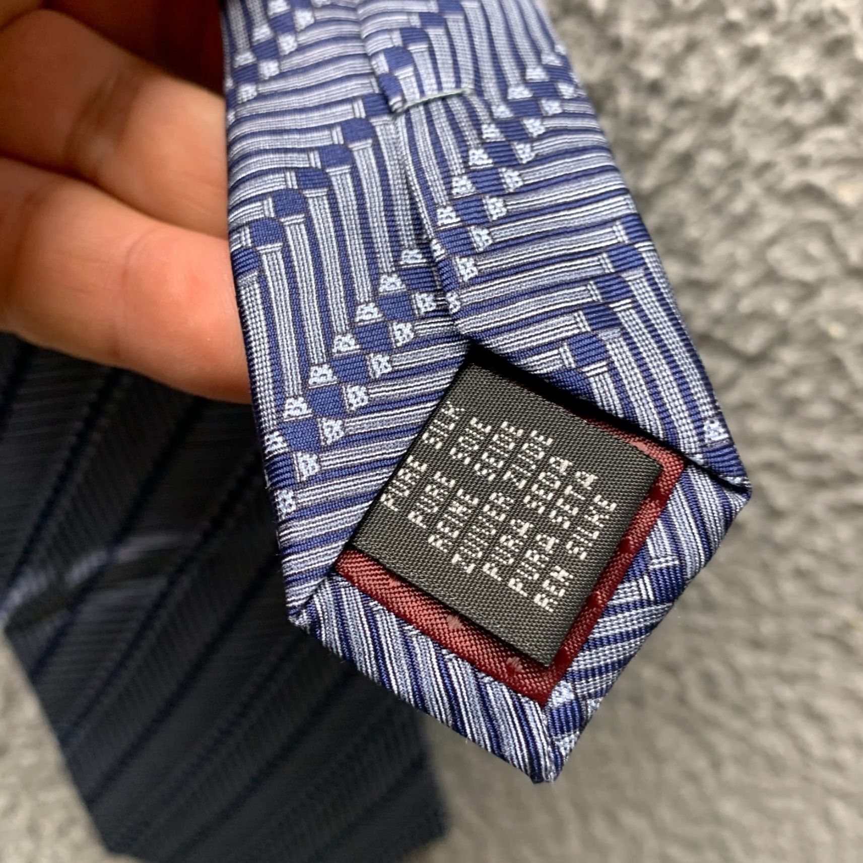 Vintage Vintage Diamond Tie Blue Striped Mens 3.5 Inch Silk Necktie Classic 57"-60" One Size Blue Mens Silk Tie Size ONE SIZE - 7 Thumbnail