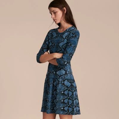 Burberry Burberry Rivermersey Snake Print Merino Wool Dress Size M Size M / US 6-8 / IT 42-44 - 2 Thumbnail