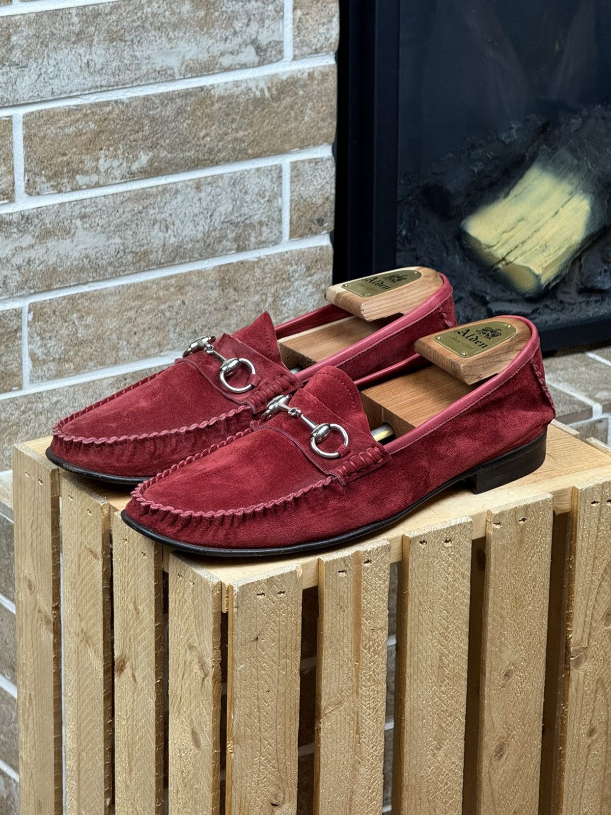 Gucci Gucci Horsebit 1953 Red Suede Loafers Shoes Size EU43 US10 Size US 10 / EU 43 - 3 Thumbnail